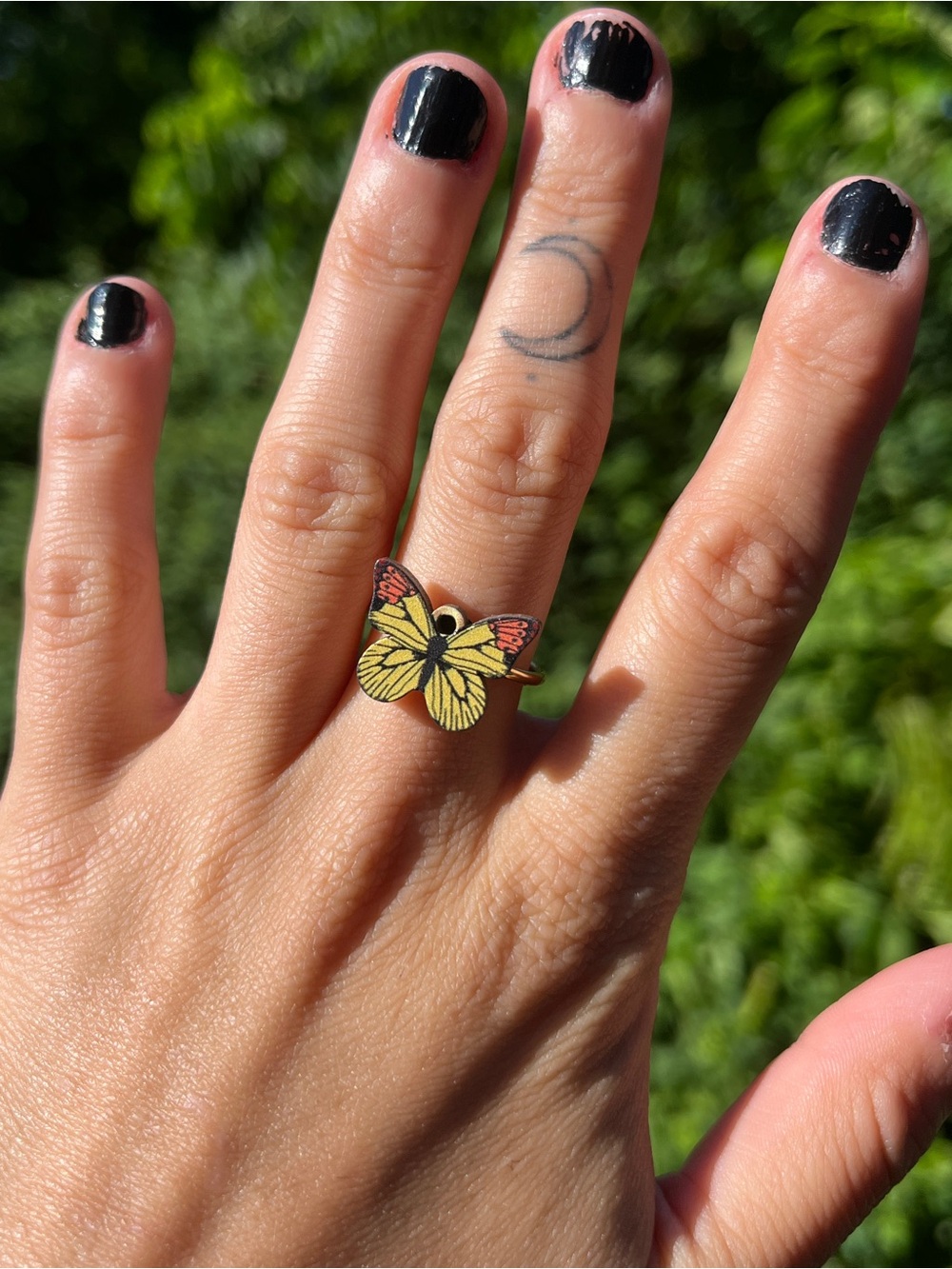 Yellow Butterfly Adjustable Ring - Women Jewelry